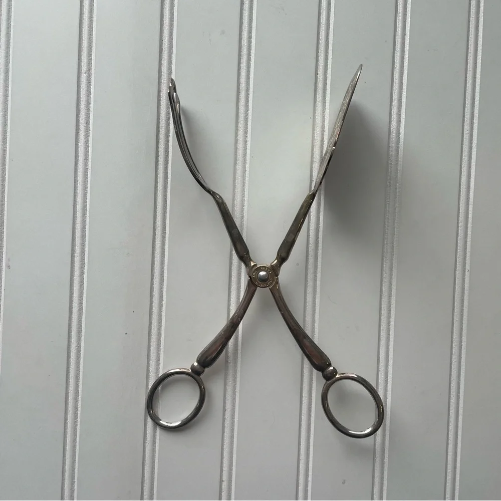 Vintage E.R. Zinc, Silver Plated, Scissor Style, Serving Tongs, Made in Italy